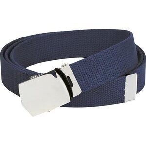 Hold’Em Mens Military Canvas Webbing Belts Slider Buckle Adjustable - Navy Bue